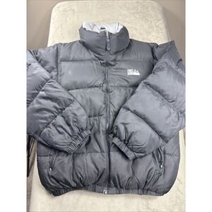 First Down Sub Zero Down Puffer Small Jacket Black/Gray Winter Coat Reversible